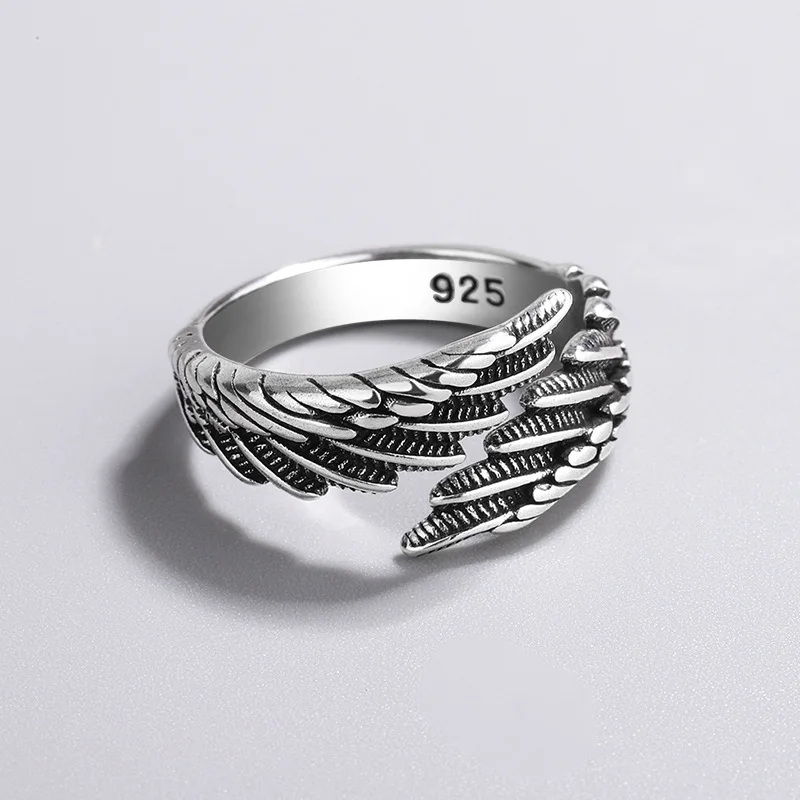 925 Sterling Silver Women's Ring Feather Wing Dating Jewelry Aesthetic Accessories Cheap  GaaBou