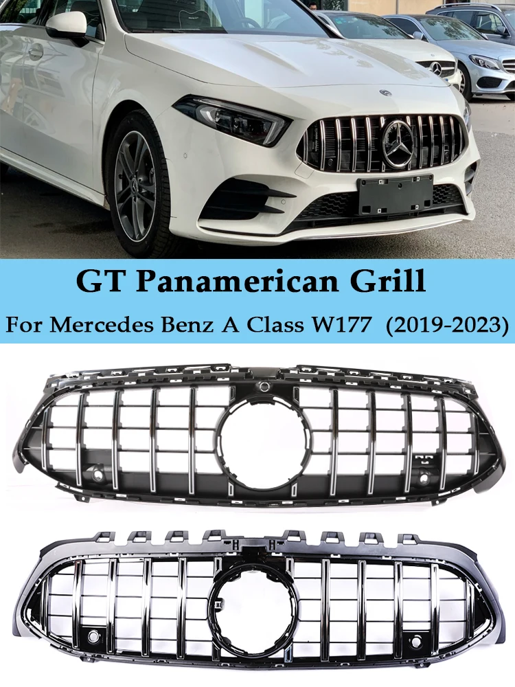 Передний бампер Panamericana GT Grill для Mercedes Benz A Class V177 W177 2019-2025 A35 A45 Black Chorme Grille A200 A180 Передний бампер Panamericana GT Grill для Mercedes Benz A Class V177 W177 2019-2025 A35 A45 Black Chorme Grille A200 A180