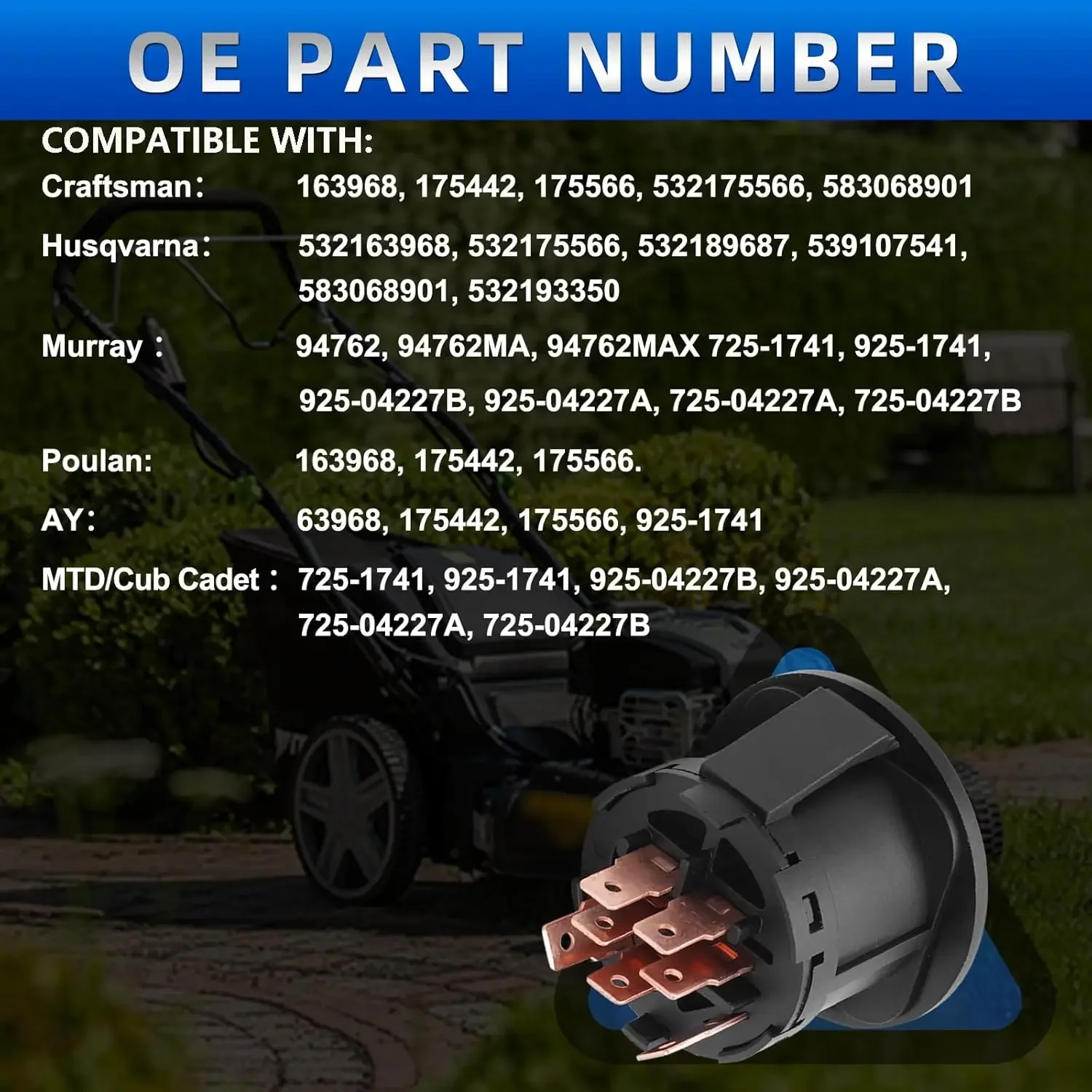 Contactslot met sleutel 7-terminals Compatibel met Husqvarna Craftsman Deere John MTD Murray zitgrasmaaier vervangen 532175566