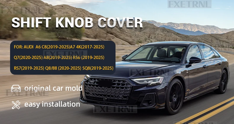 Für Audi A6/RS6/RS7/C8/A8/SQ8 2019 2020 2021 2022 2023 2024 2025, A7 4K, Q7/Q8/S8 (Linkslenker): Ersatzabdeckung für den Kristall-Schaltknauf – Detail 1
