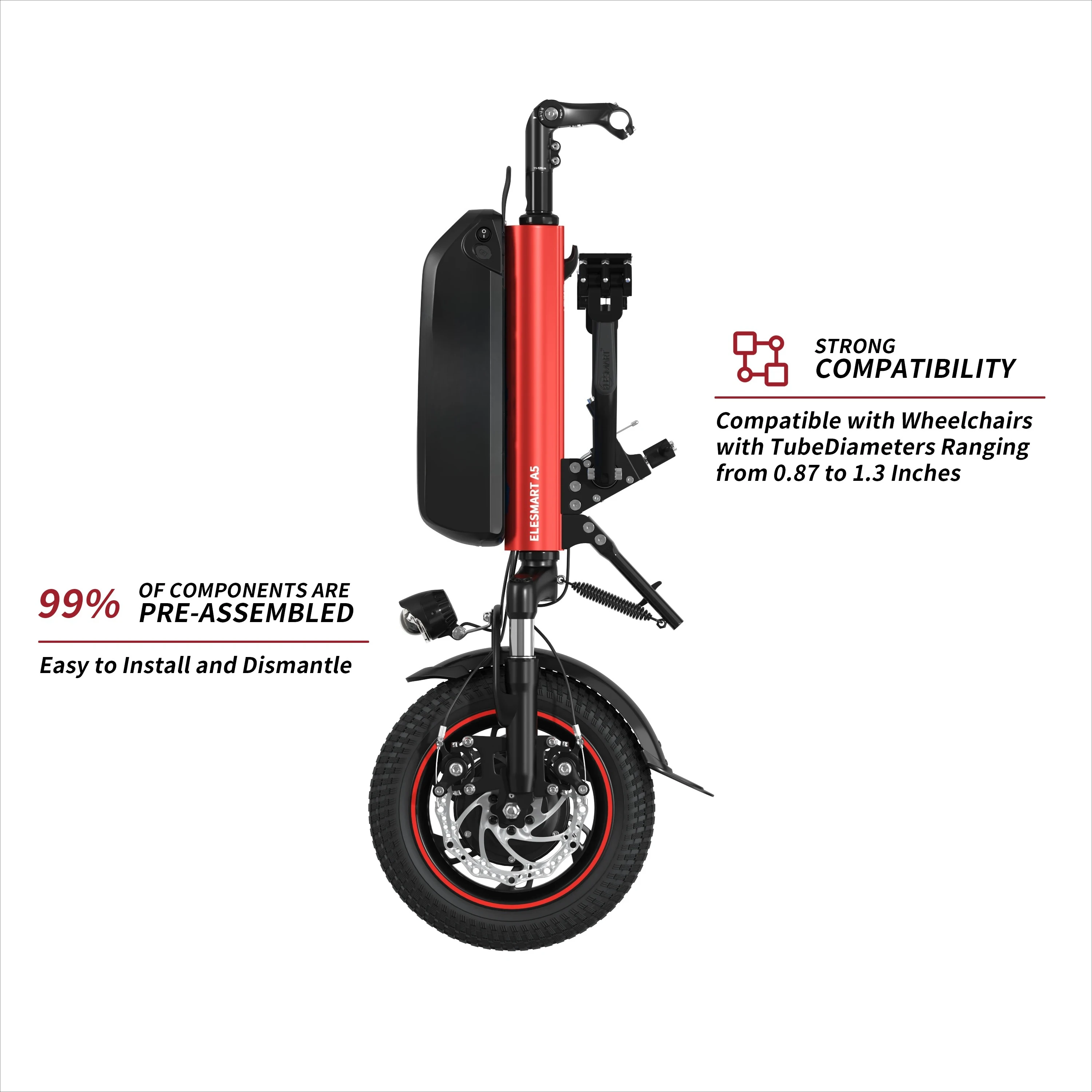 Popular 12 Inch Attachable Electric  Handbike 500W Electric Handcycle Tractor for the Elderly