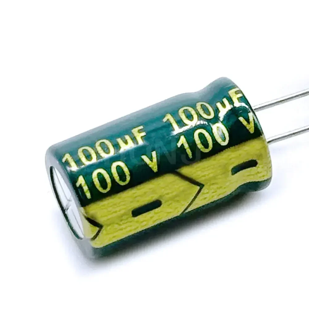 10 قطعة 100 فائق التوهج 100V الألومنيوم مُكثَّف كهربائيًا 10x17 مللي متر منخفضة ESR عالية التردد 100WV 100MFD 100VDC 100V100uF 100uF100V ± 20%
