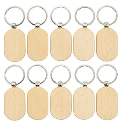 10pcs Runway shape Wood Keychains Blanks Wooden Racetrack Keyrings Suitable for Laser Engraving Gift