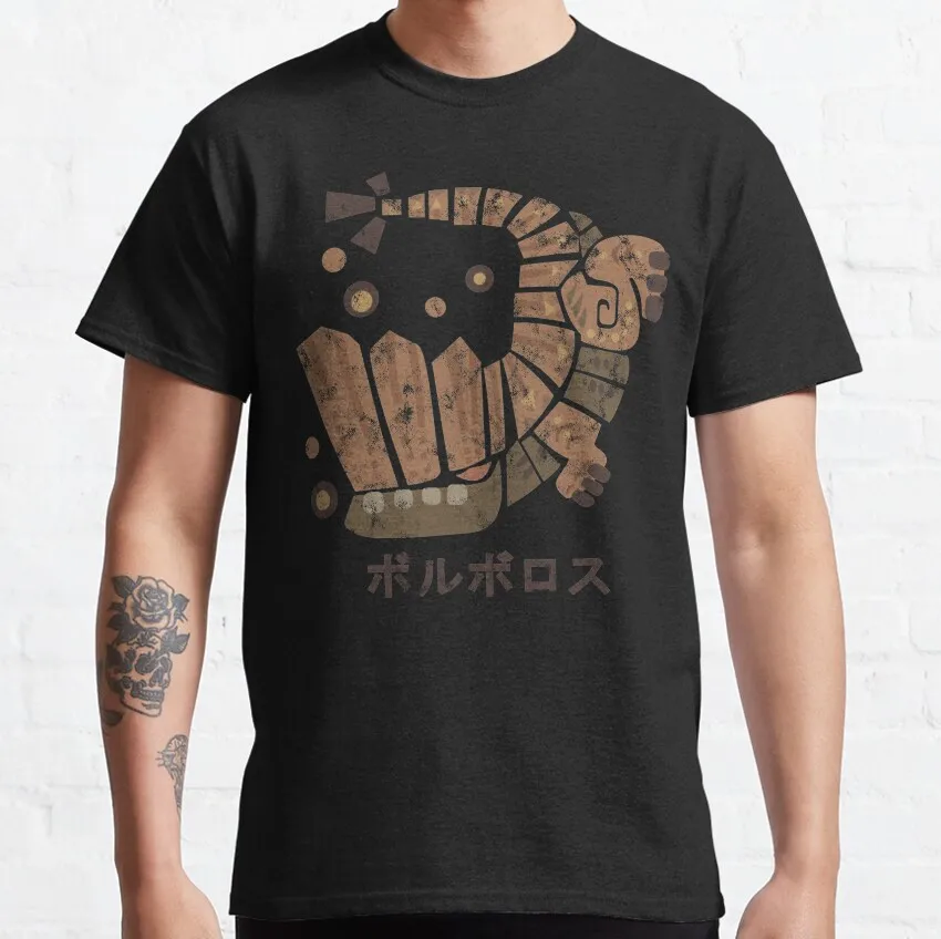 

Retro Monster hunter world Barroth Kanji gift t shirt for men Cartoon Video game MHW Graphic Tee Y2K Clothes All size tops S-6XL