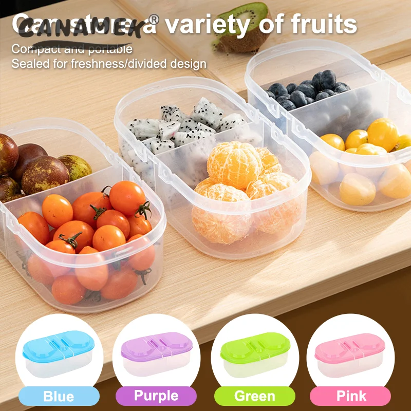 Double Compartment Covered Kitchen Food Grain Sealed Tank Multifunctional Kitchen Refrigerator Plastic Storage Fresh Box