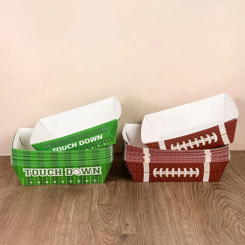 6pcs Rugby Popcorn Boxes Popcorn Cookie French Fries Candy Bags World Rugby Game Birthday Party Decoration Supplies Snack Box