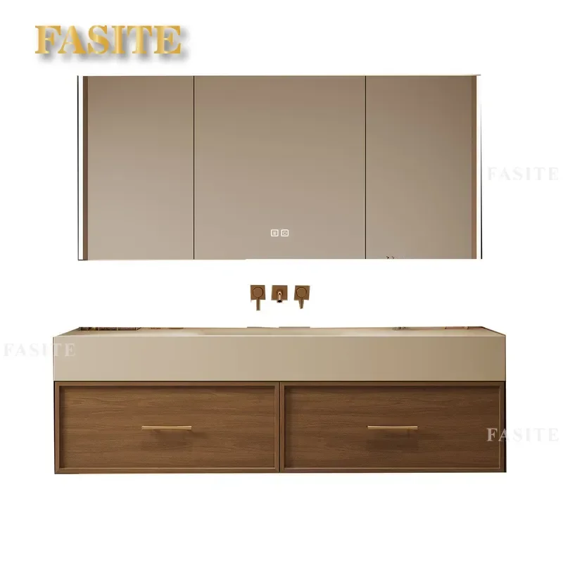 For Medieval Style Bathroom Combination Cabinet Rock Slab Hot Bending Integrated Basin Hand Washbasin Toilet Washtable