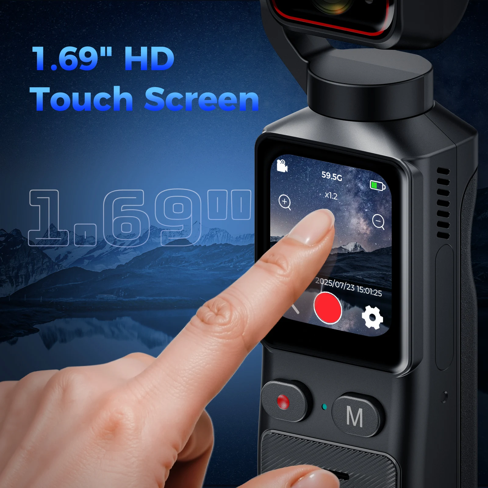 4K Action Camera with WiFi 169 Inch IPS Touch Screen 180 Degree Rotatable Lens EIS Handheld Video Recorder Outdoor Sports Camera