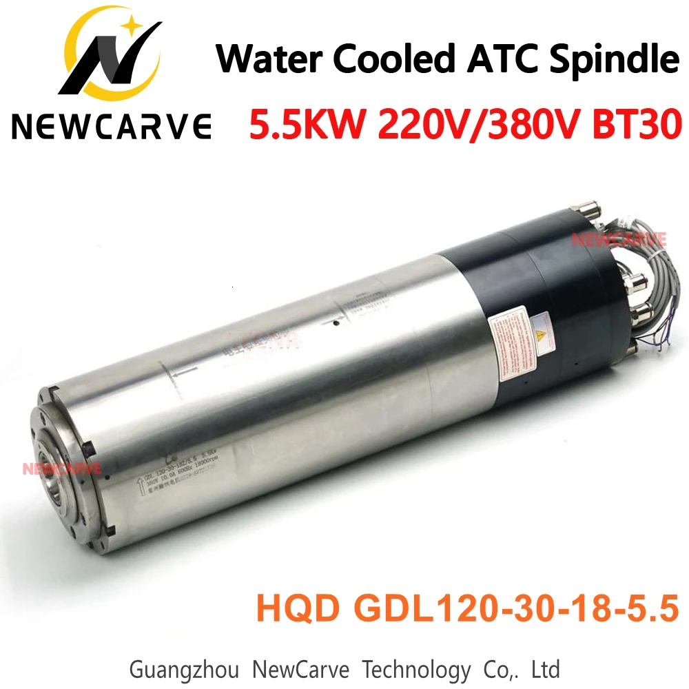 ATC mandrino 5.5kw BT30 18000rpm mandrino raffreddato ad acqua HQD GDL120-30-18-5.5 cambio utensile automatico CNC per il taglio dei metalli 220V 380V