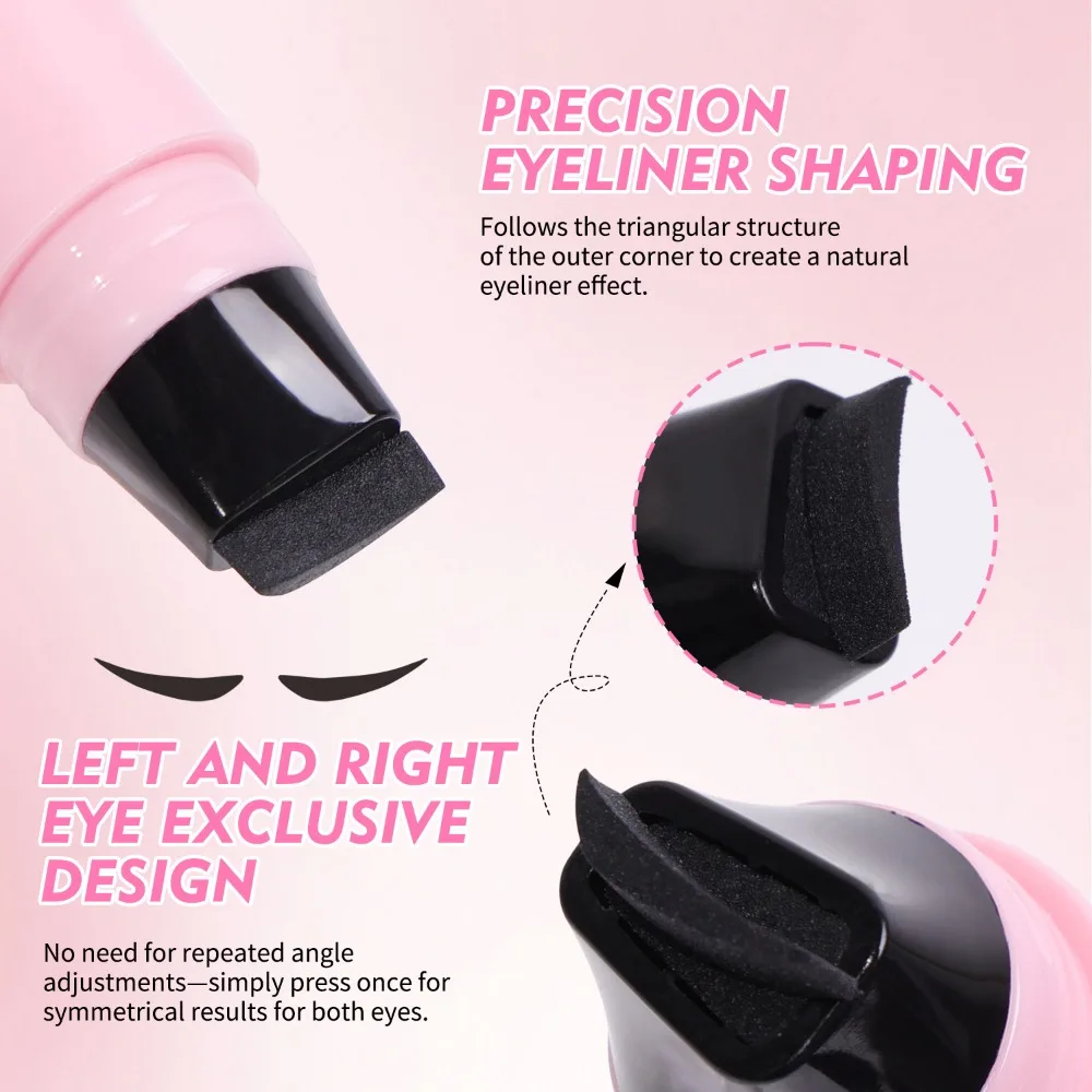 Dual Head Stamp Eyeliner Pen Easy Wing Stamp Tool Waterproof Quick Dry Formula for Winged Lines Beginner Friendly Cat Eye Makeup