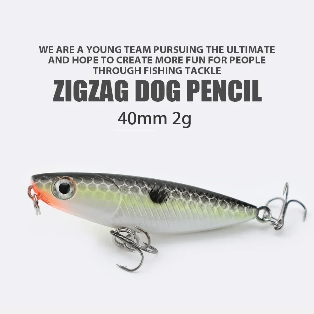 

45mm 1.9g 1pcs 3D Eyes Wobblers Mini Hard Lure Bait Zigzag Dog Pencil Floating Fishing Lure Treble Hook camping Fishing Tackle