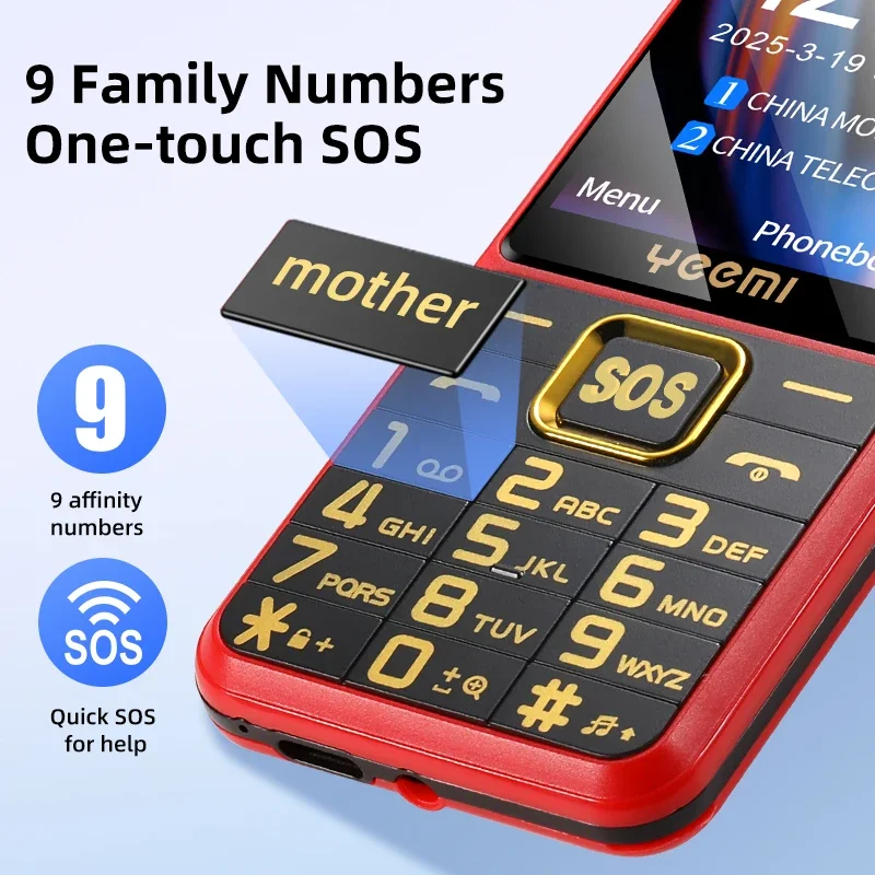 Yeemi K3 4G Cellphone SIM Card LTE Bluetooth Camera Mobile Phone Type-C Feature Phone for Elderly 2500mAh Radio Russia Keyboard