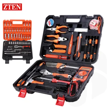 ZTEN Hardware Tool Box Automotive Tools Kit Set Screwdriver Saw Pliers Batch head Sleeve Wrench Socket Set Complete Kit Toolbox