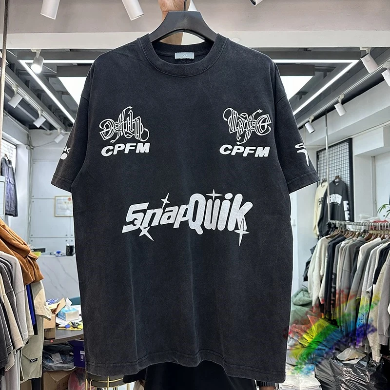 Washed CPFM.XYZ Puff Print T Shirt Men Women Tee Top Streetwear Oversize Vintage T-Shirt