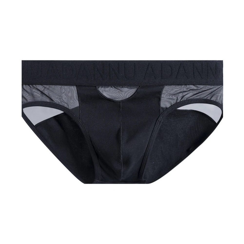 Men Splicing Transparent Mesh Brief Cotton Low-Rise Breathe Sex Pantie Underwear Breathable Bikini Jockstrap Sissy Panties