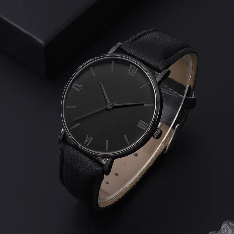 Fashion Mens Quartz Watches Luxury Simple Black Business Belt Quartz Watch Men Watch Student Wristwatch Relogio Masculino