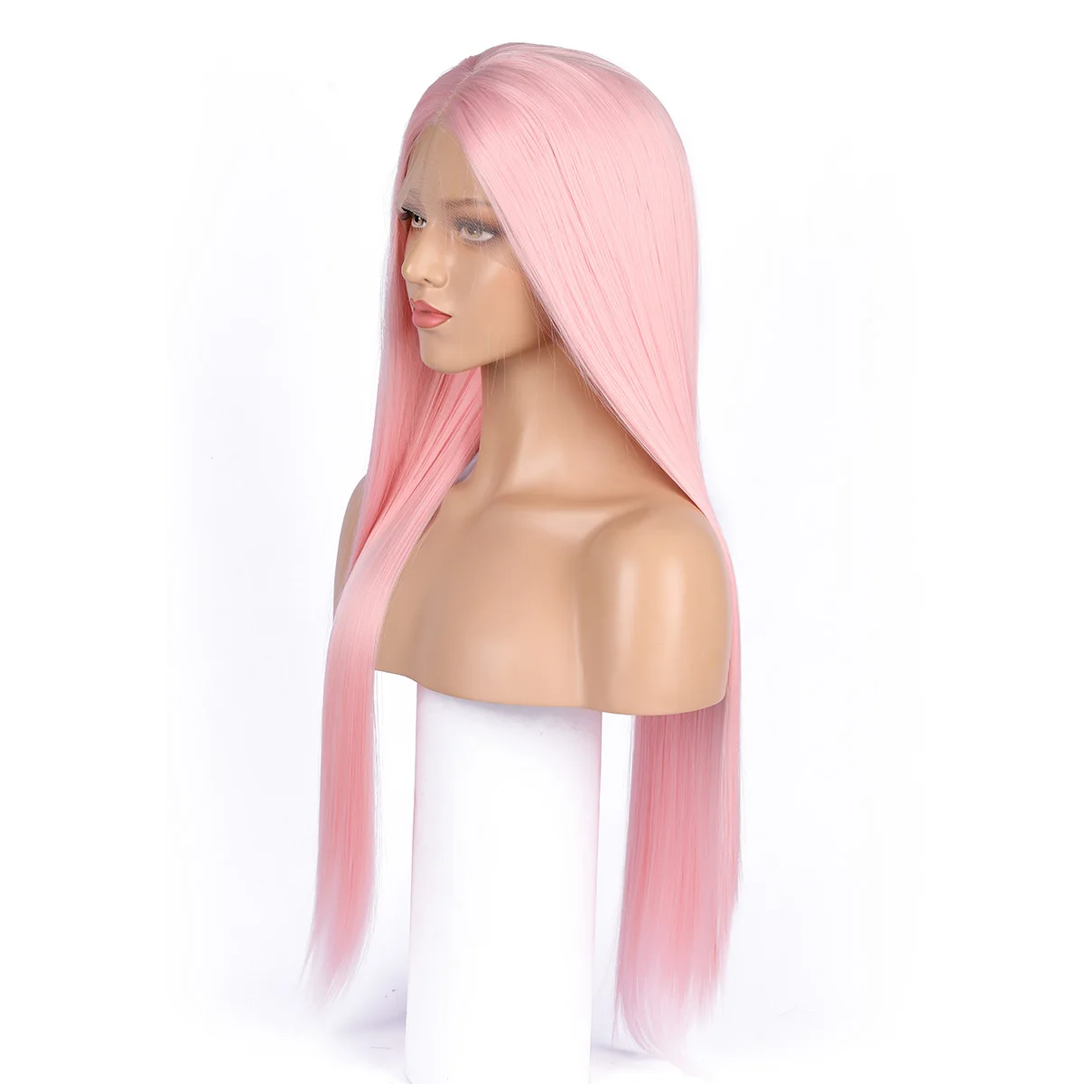 Soft Lace Front Wig 26Inch Long Pink Silk Straight 180%Density For Women With Baby Hair Glueless Synthetic Preplucked Daily