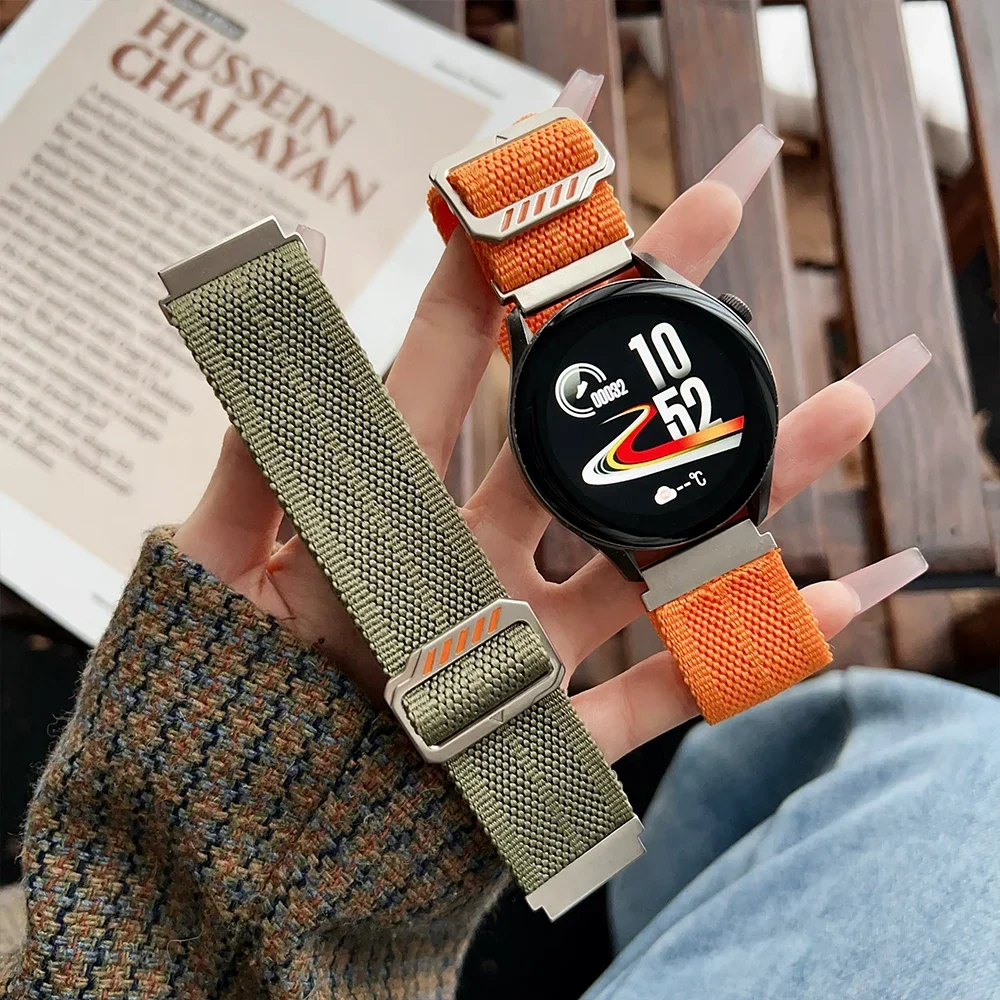 حزام رياضي من النايلون 22 ملم لساعة هواوي 4 برو GT4/5 46 ملم GT3 Pro 46 ملم سوار نهائي لفرقة Amazfit Balance GTR 2/3/4 47 ملم