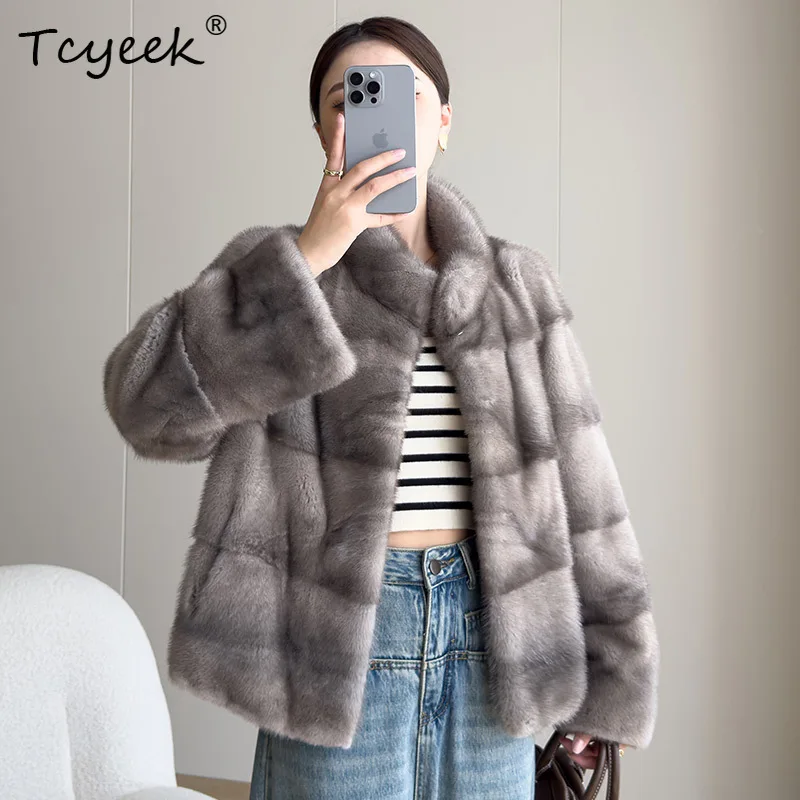 Tcyeek معطف الفرو الحقيقي الطبيعي للنساء 2025 معاطف فرو المنك الكامل جواكت شتوية دافئة ملابس فاخرة أنثى نمط جديد شوبانا Жеenca #3