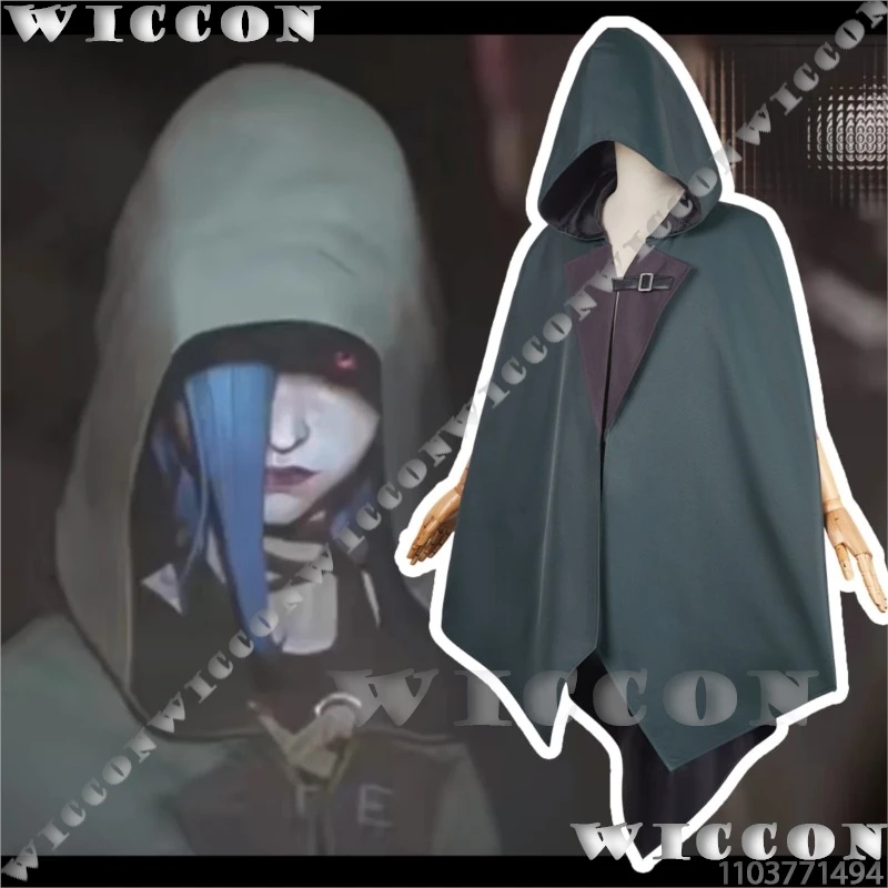 Jinx Arance S2 Cape Anime Game LOL League of Legends Cosplay Costume Gray Celadon Clock Women Girl Coat Holloween Customized