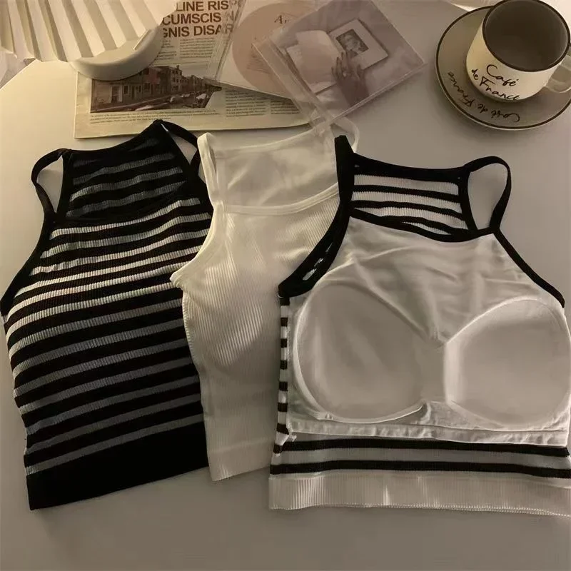 Tank Tops Women With Built In Bra Spaghetti Strap Tanks For Woman Solid Color Casual Summer Camis Female Korean Style Dropship