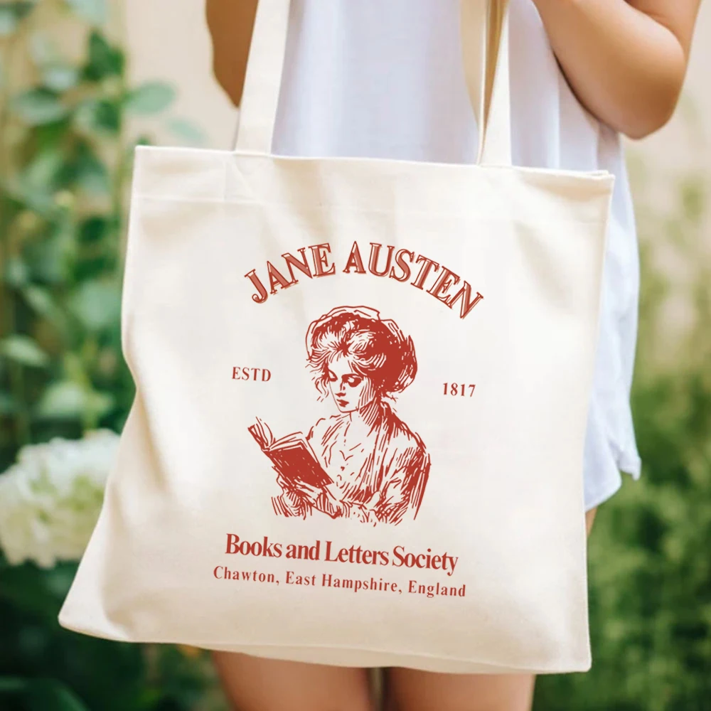 Book Lover Gifts Tote Bag Bookish Gift Books and Letters Society Graphic Print Ladies Elegant Shoulder Bag Large Capacity Canvas