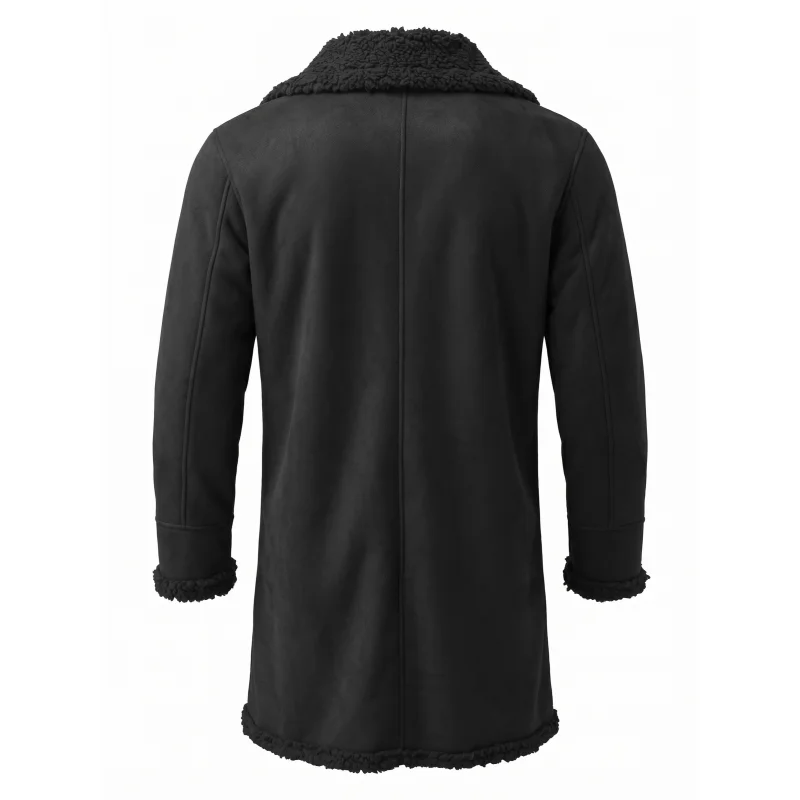 Neue Herren-Winterjacke aus Kunstwildleder & Pelzgefüttert Winddichte Doppelreihige Streetwear-Jacke Warme Jagd-Oberbekleidung Herrenjacke – Detail 11