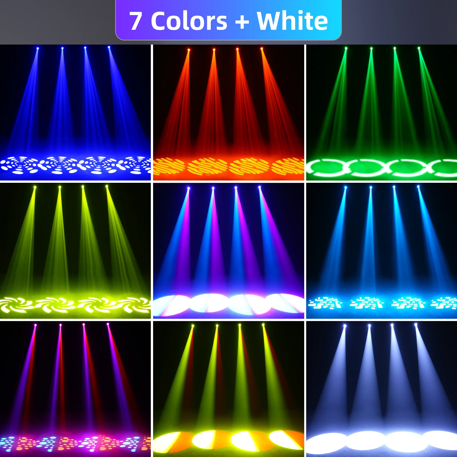 DayFlicker 2Pcs 120W White Stage RGBW LED Moving Head 8 Colors + 8 Gobos DMX512 Voice Control For Christmas Party Disco Wedding view 3