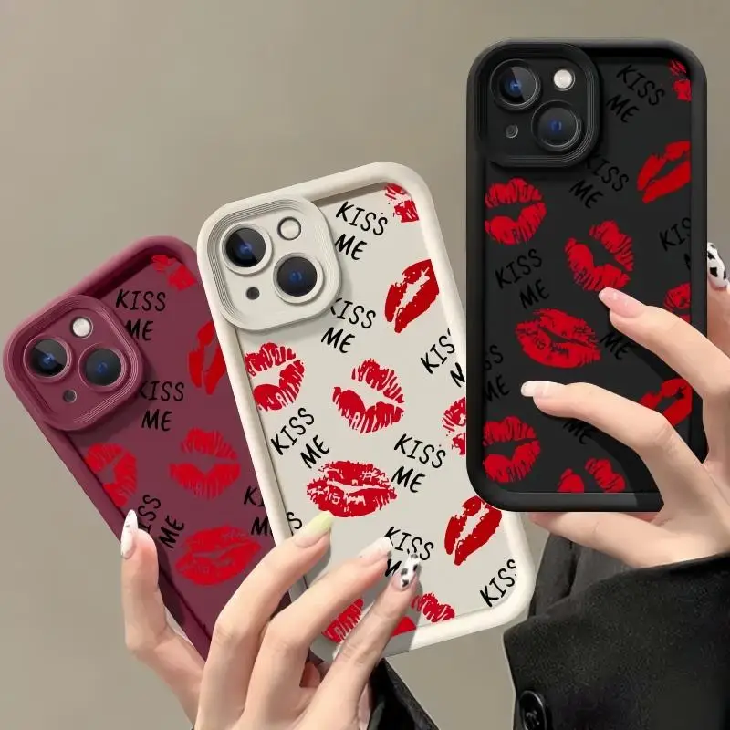 Red Lips Case for Infinix Note 40 12 30VIP Zero 30 Hot 40i 30i 20 11 Play Smart 8 7 6 5 Tecno Spark Go 2024 10C 20C Camon 30 20