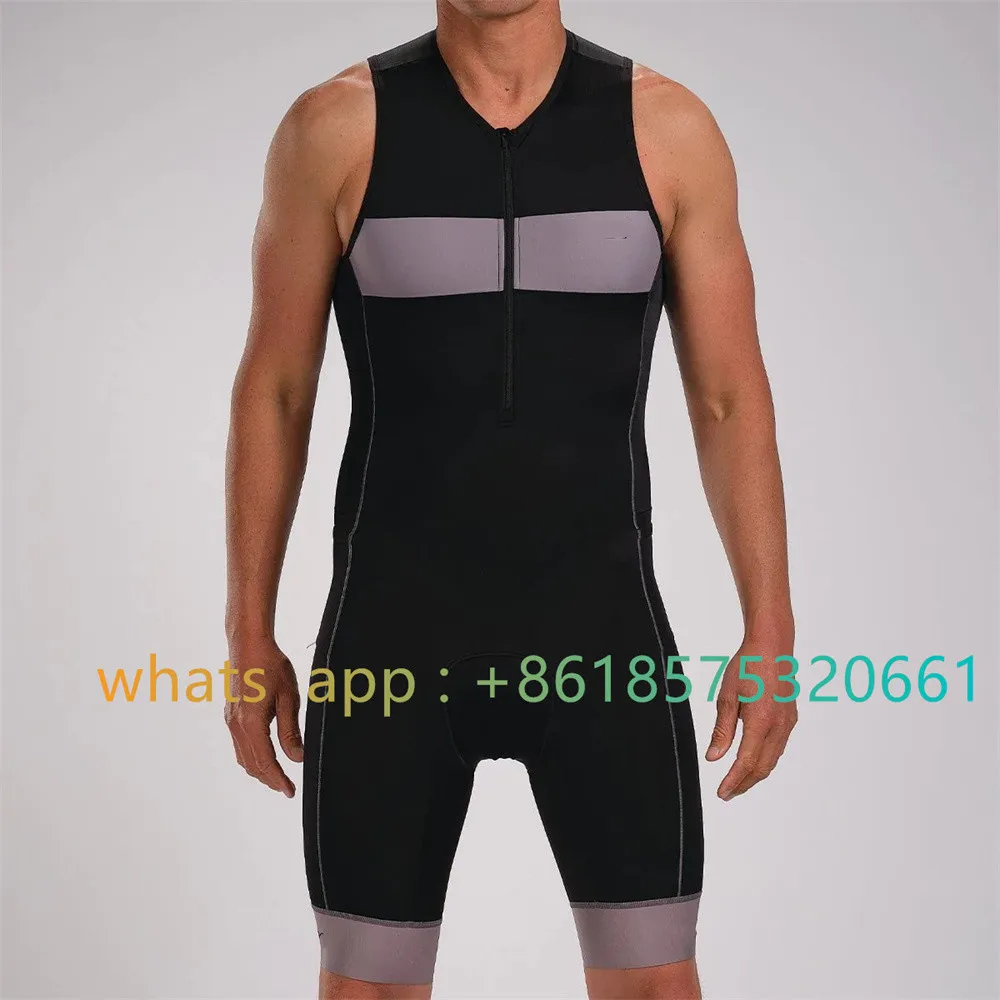 Zootekoi Mens Sleeveless Cycling Jumpsuit Triathlon Racing Suit Ciclismo Speed Comfort Trisuit Outdoor Swimming Run Clothes