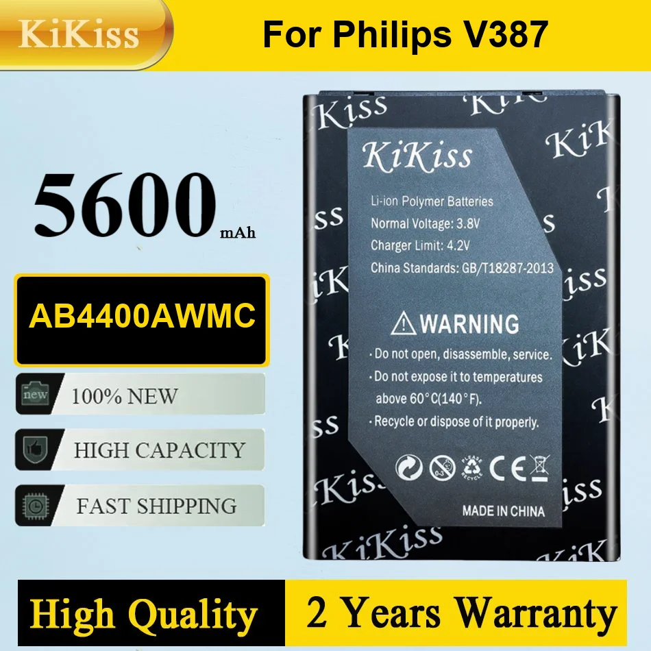 

5600Mah Kikiss Battery AB4400AWMC For Philips V387