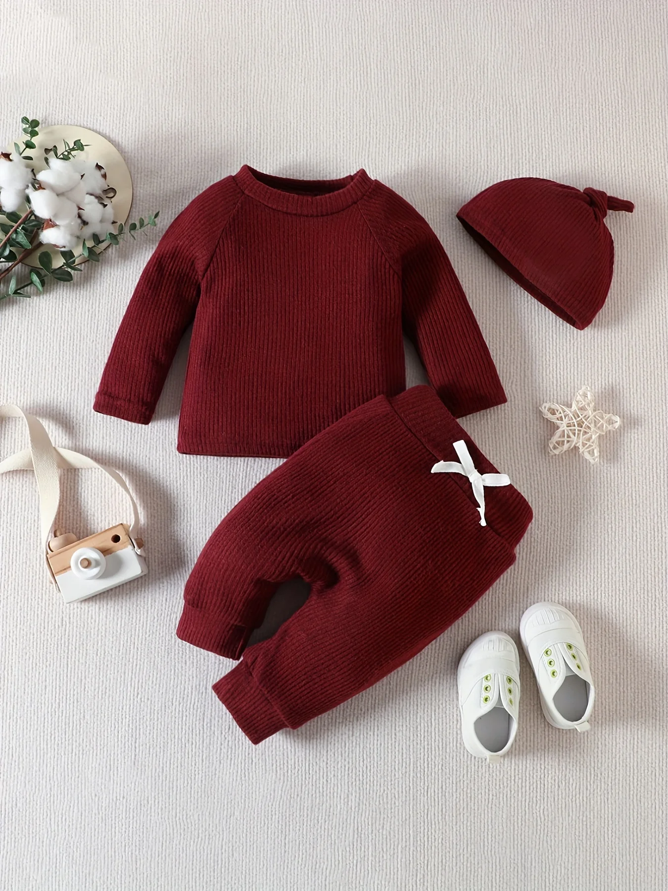 2PCS Baby Girl Wool Knitted Fabric Solid Color Long Sleeved with Knitted Pants Spring Autumn Set For Children Kids Unisex 0-24M