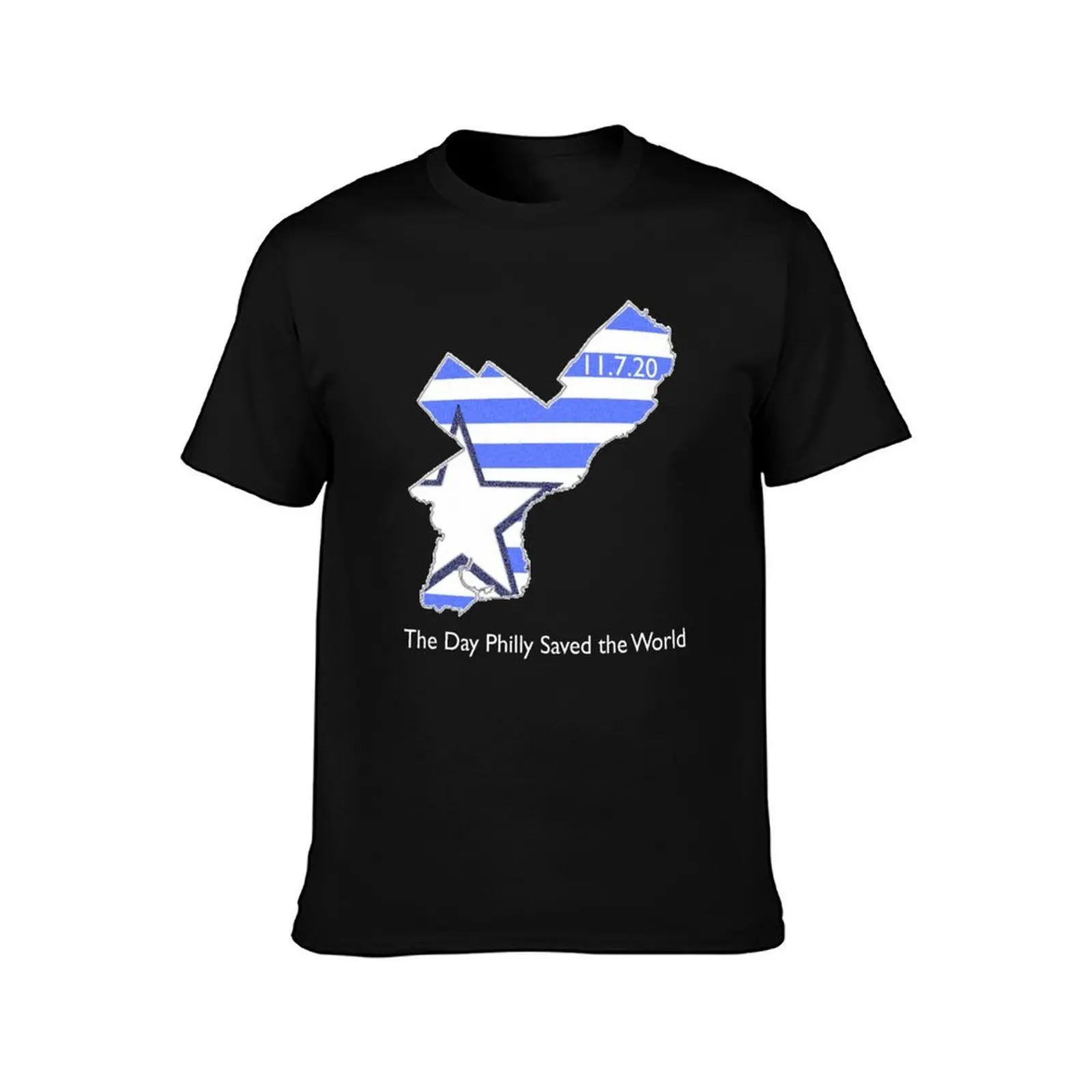 The Day Philly Saved the Word (Blue Stripe-White Text) T-Shirt Moisture Wicking Quick Dry Tee T-Shirt