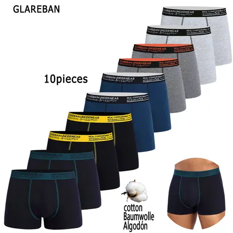 10pcs Pack Cotton Boxers Shorts Mens Underwear for male Briefs Sexy Underpants Slip Breathable Boxing Panties hot Sexis Basic