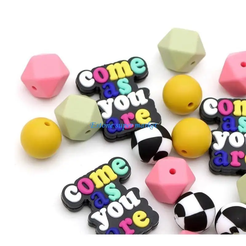 Conjunto contas silicone coloridas 090B para chaveiro, criando cores e formas da para fazer você mesmo