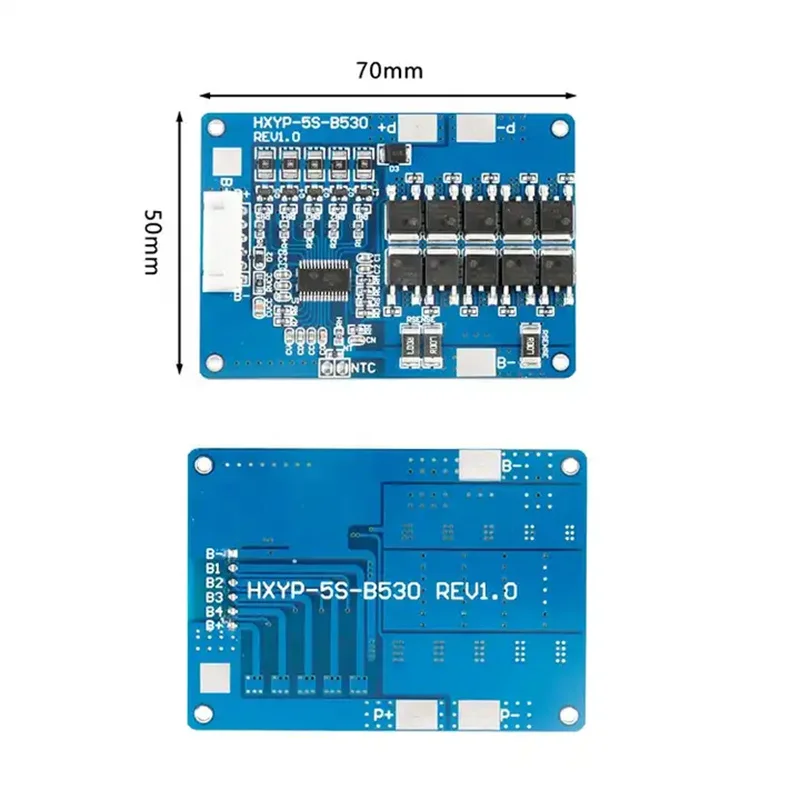 BMS Lithium Battery Protection Circuit Board, Lithium Battery Pack, Balance Carregamento Módulo com Cabo, 5S, 18V, 21V, 30A