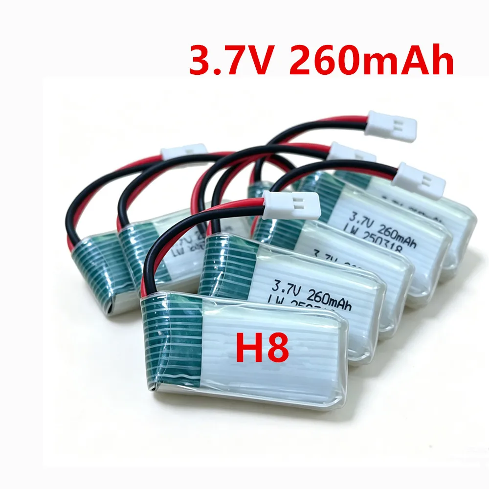 3.7V 260mAH Lipo Battery With Charger For H8 Syma x2 Nihui U207 Eachine E010 RC Helicopter Drone Quadcopter Battery Accessories