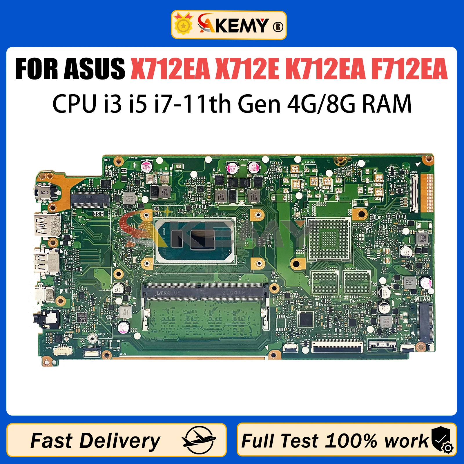 

Материнская плата AKEMY X712EA для ASUS VivoBook X712E K712EA F712EA, материнская плата для ноутбука с i3 i5 i7 11th G