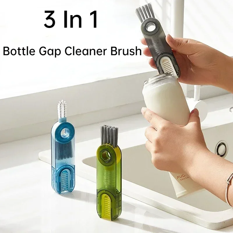 3-in-1 Cleaning Brush Water Bottle Lid Cleaning Brush Multi-Purpose U-Shaped Cup Crevice Cleaning Brush Silicone Cleaner