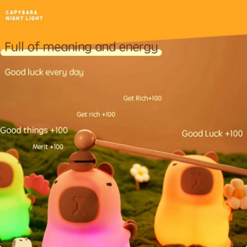 Capybara Sleeping Lamp Built-In Battery Animal Bedside Nightlight Silicone Capybara Shape Nursery Lights For Children