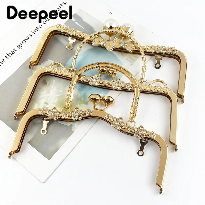 Deepeel Gold Metal Purse Frame Bag Handles Kiss Clasp Women Handbag Wallet Handle DIY Handmade Sewing Brackets Accessories