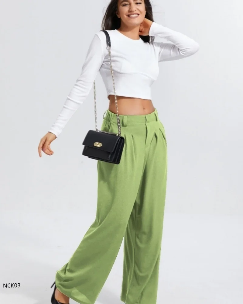 

Женские свободные широкие брюки длиной до щиколотки, повседневные весенне-летние однотонные укороченные брюки с высокой талией, весенне-летние женские па