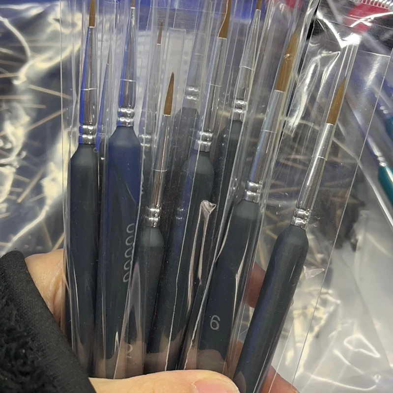 مجموعة فرش تفصيلية للتفاصيل الدقيقة والتلوين ، فرش مصغرة ، ألوان مائية ، زيتية مصغرة ، موديلات سوداء ، 11 144