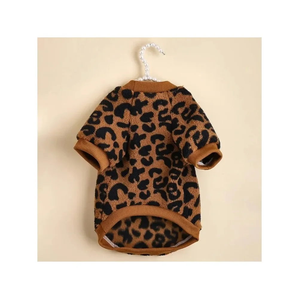 Puppy Pullover Dogs Pet Sweater Winter Leopard Print French Bulldog Winter Warm Sweater Pet Apparel Dog Clothing