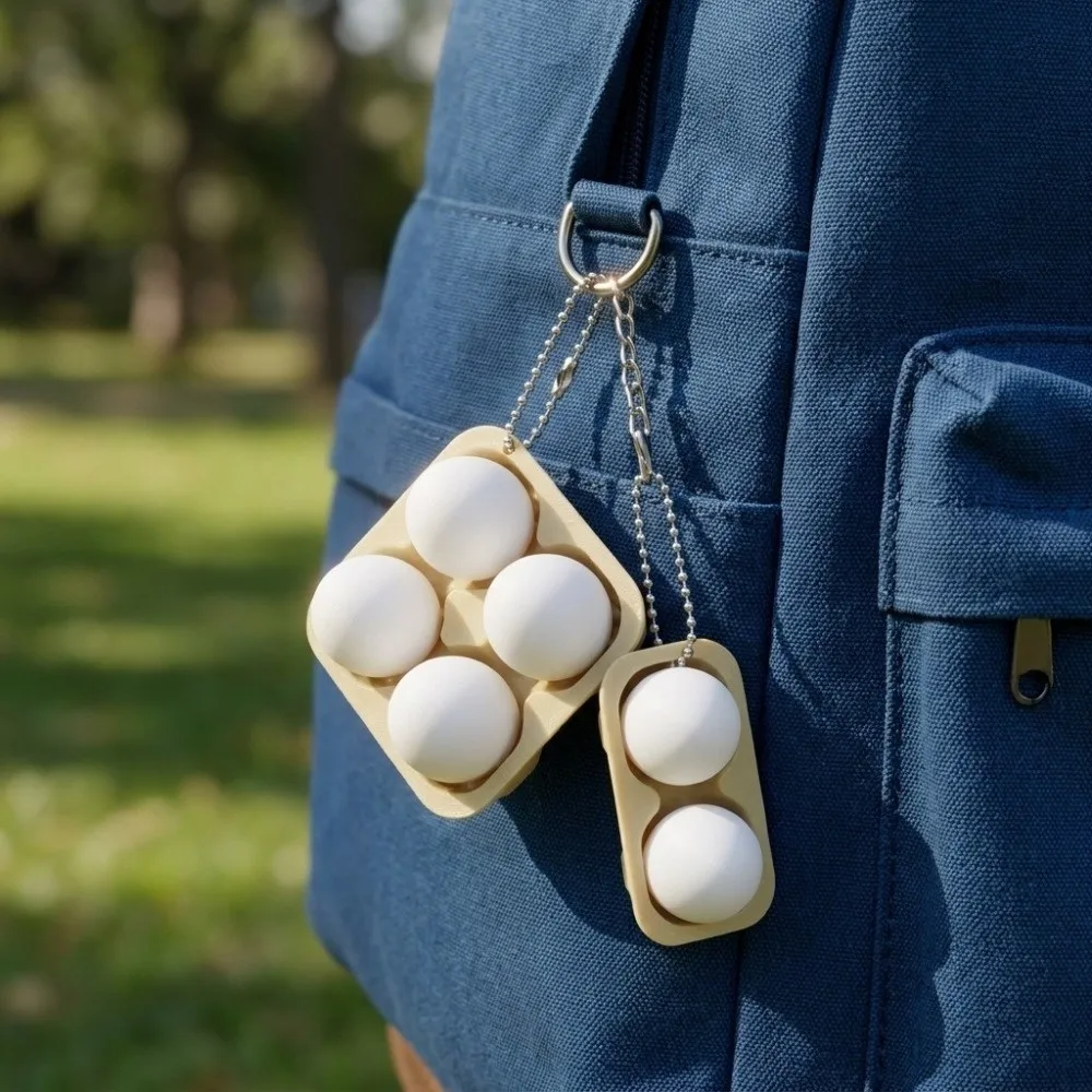 Squeeze 3D Printed Egg Tray Clicker Novelty Portable Button Clicker Keyring Relaxed Cute Egg Button Keychain Backpack Pendant