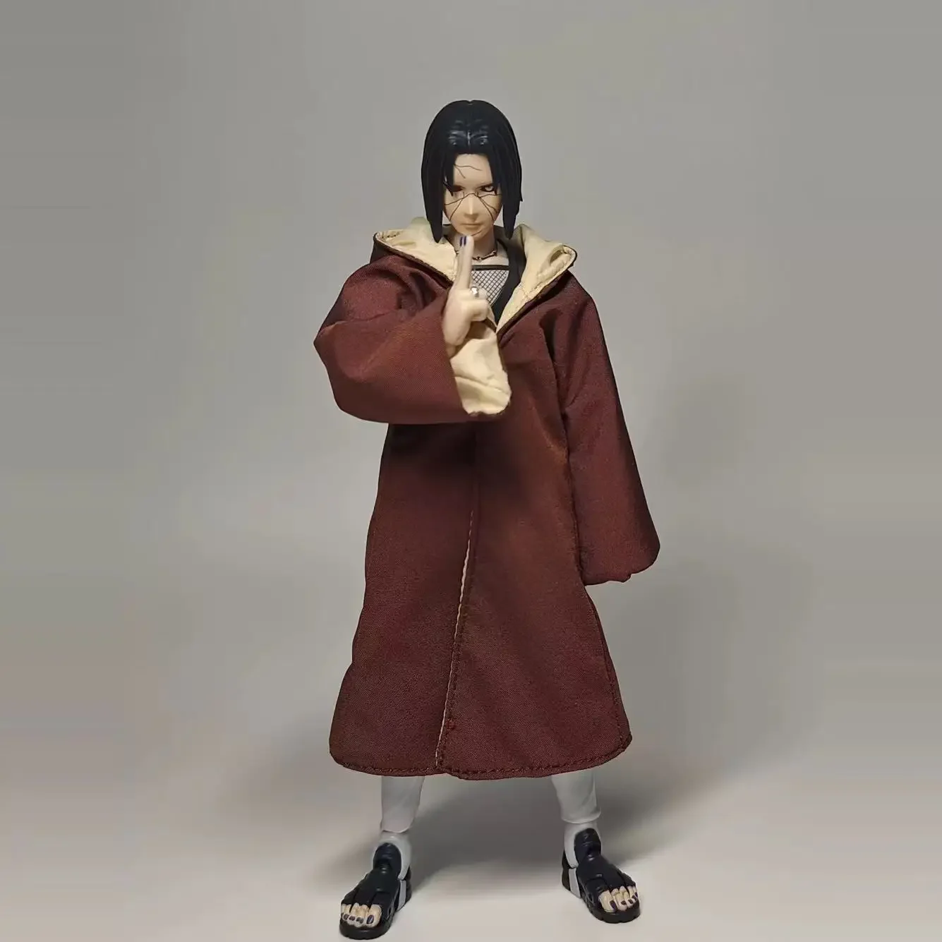 Handmade 1/12 Japanese Anime Uchiha Itachi Hooded Cloak Clothes Accessories Fit SHF 2.0 NARUTOP99 Action Figures Body Model