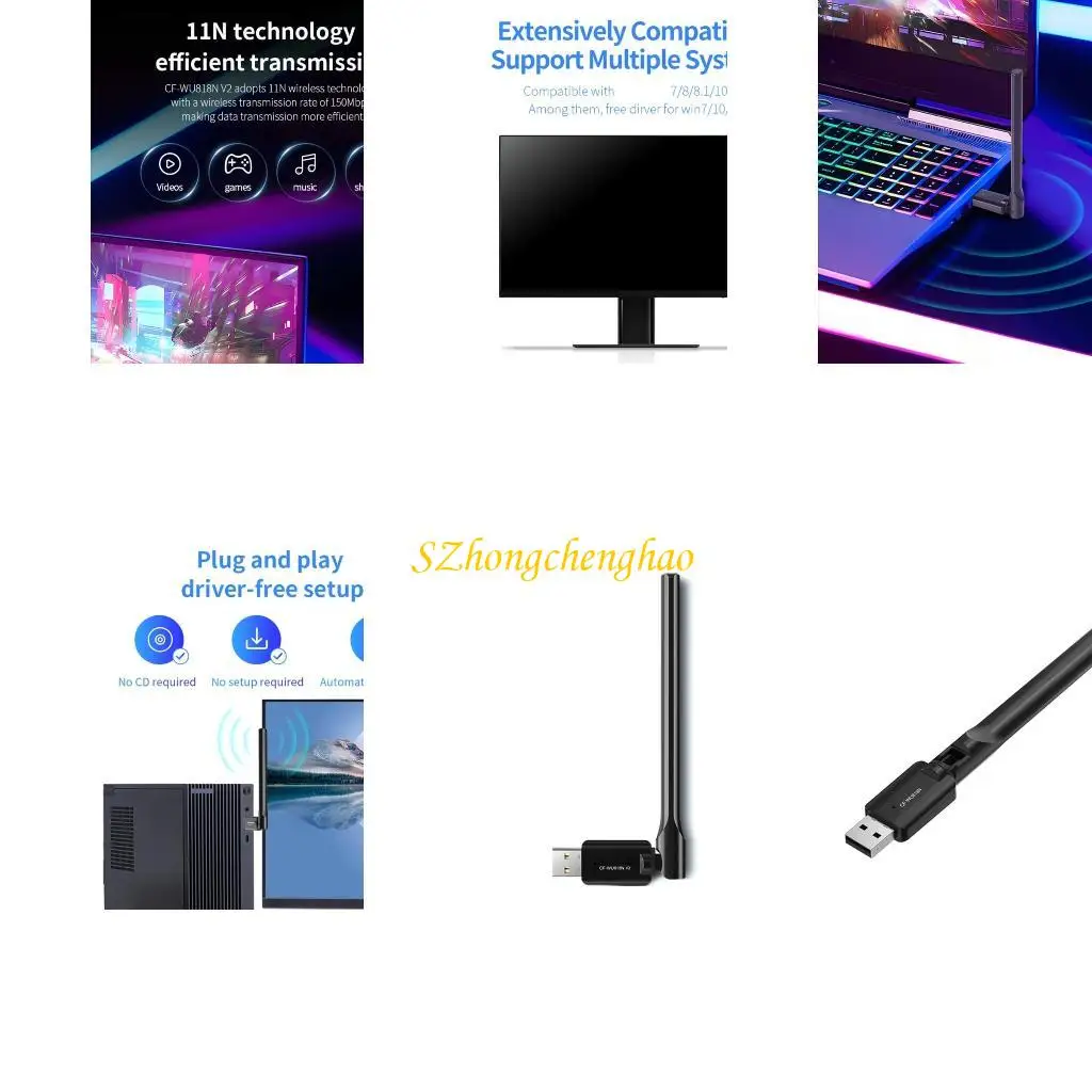 

WU818N Energy Efficient USB Wireless Adapter for Home and Office Use 601D