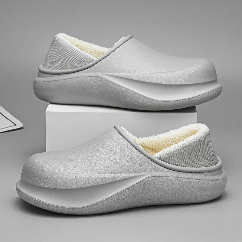 

Slippers for Men Thick Bottom Warm Non-Slip Waterproof Shoes for Men Soft and Comfortable Heel Covering Wear-resistant Indoor