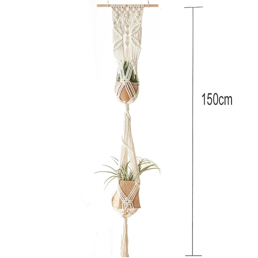 Nova chegada handmade macramé flor titular cabide planta interior