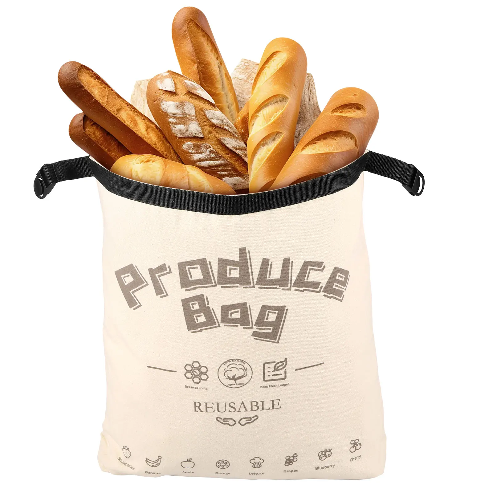 Large Linen Bread Bags Reusable Drawstring Homemade Artisan Bread Food Storage Bag Kitchen Organizer Containers